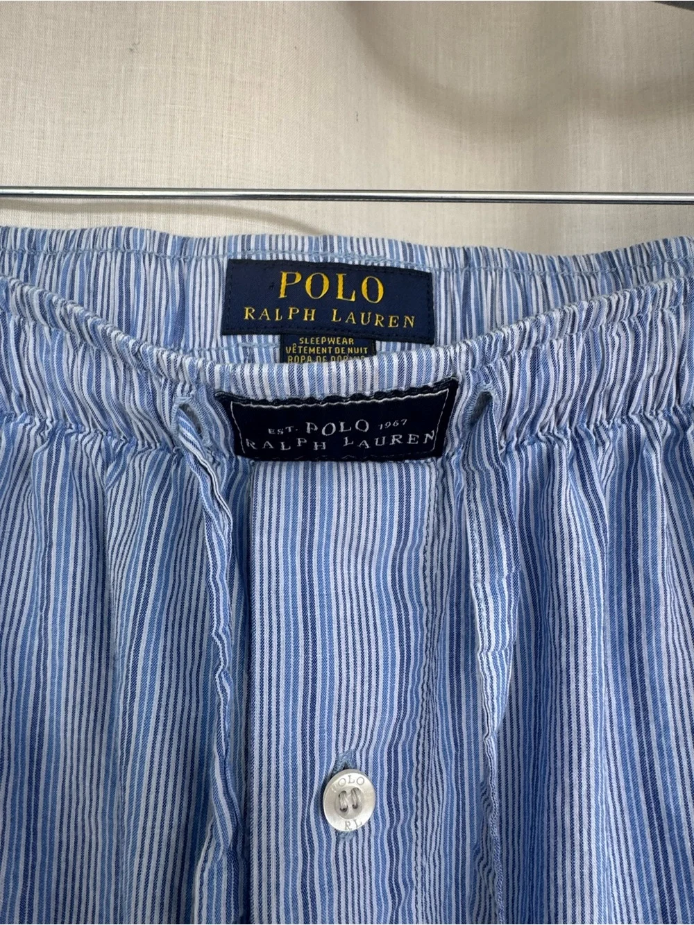 Ralph Lauren Blue Striped Cotton Lounge Pants Size L